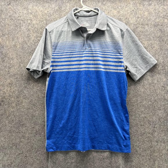 Under Armour Polo Shirt Men Small Adult Blue Gray Outdoors Golf Golfer - Picture 1 of 11